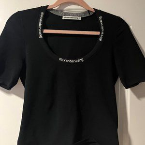 Alexander Wang logo jacquard short-sleeve tee in stretch knit (L)